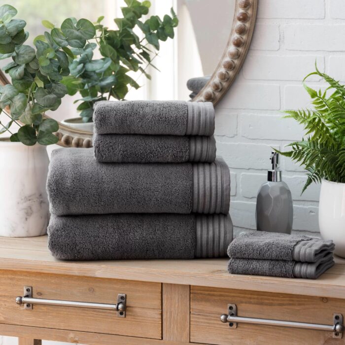 Egyptian Cotton Hand/Wash Towel Set of 4 - Dark Grey - beddingbag.com