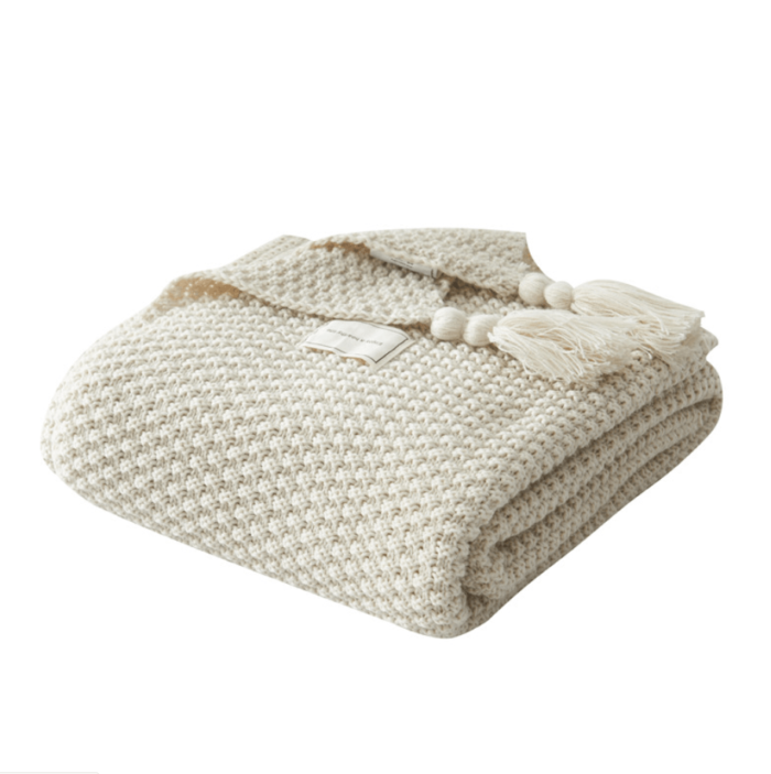 Knitted Throw Blanket With Tassels - beddingbag.com