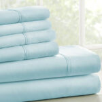 Full Size Aqua 6 Piece Wrinkle Resistant Microfiber Polyester Sheet Set