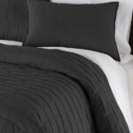 Twin/Twin XL Modern Brick Stitch Microfiber Reversible 2 Piece Comforter Set in Black