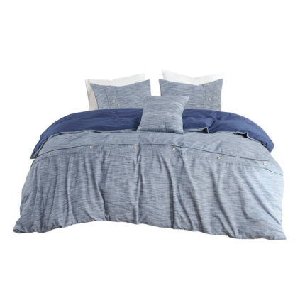 King / California King 5-Piece Cotton Farmhouse Blue Comforter Set