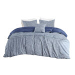 Full / Queen size 5-Piece Cotton Farmhouse Blue Comforter Set