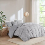 King / California King size 5-Piece Grey Cotton Farmhouse Comforter Set