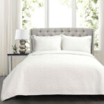 King White 100% Cotton Square Stitch Quilt Set