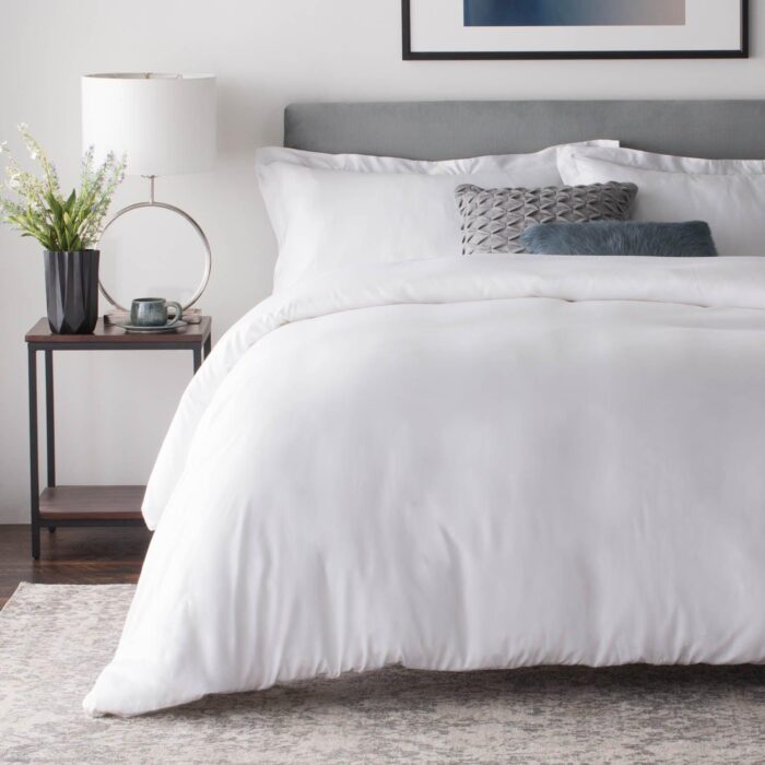 WOVEN RAYON DUVET SET - WHITE - beddingbag.com