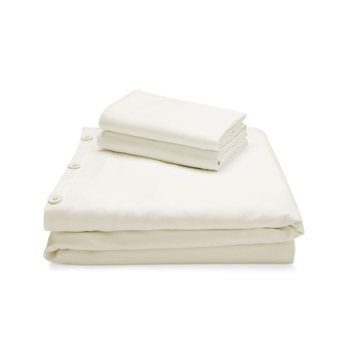 WOVEN RAYON DUVET SET - WHITE - beddingbag.com