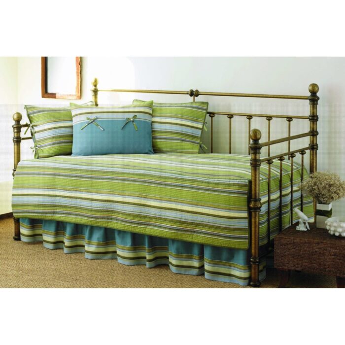 Green Stripe 5-Piece Daybed Cover & Bedding Set